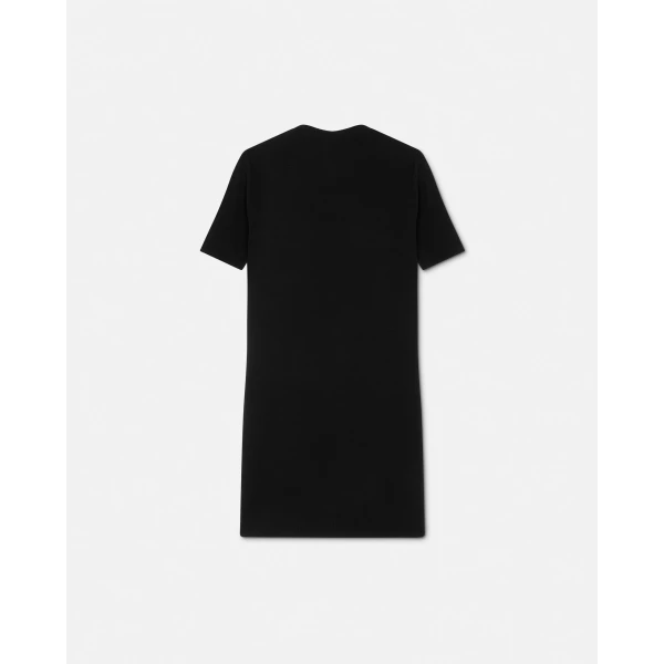 Versace Wool-Cashmere Knit Shirt Dress in Black, view 3 | Dresses