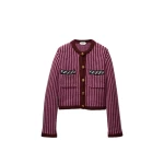 Versace Wool Crochet-Stitch Knit Cardigan in Pink | Cardigan | Coveti