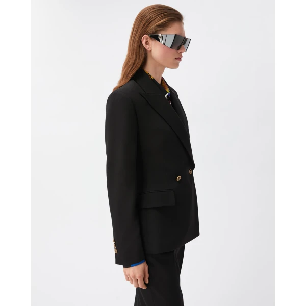 Versace Wool Grain De Poudre Blazer in Black, view 4 | Blazers