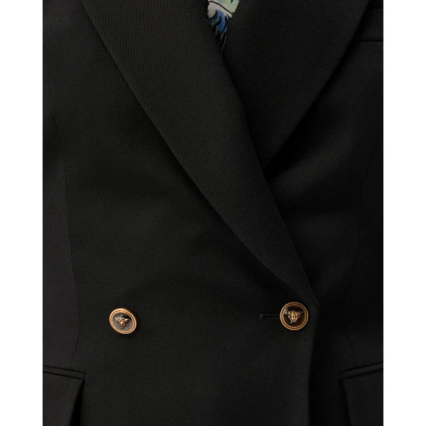 Versace Wool Grain De Poudre Blazer in Black, view 5 | Blazers