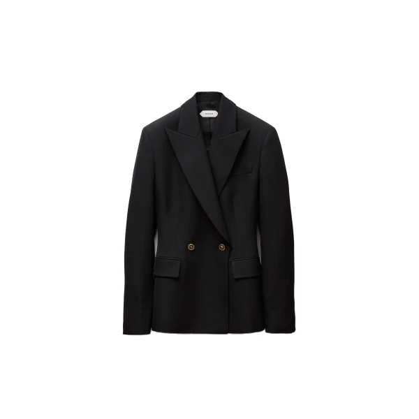 Wool Grain De Poudre Blazer in Black