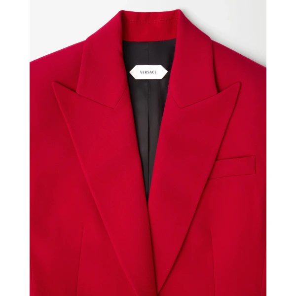 Versace Wool Grain De Poudre Blazer in Burgundy, view 2 | Blazers