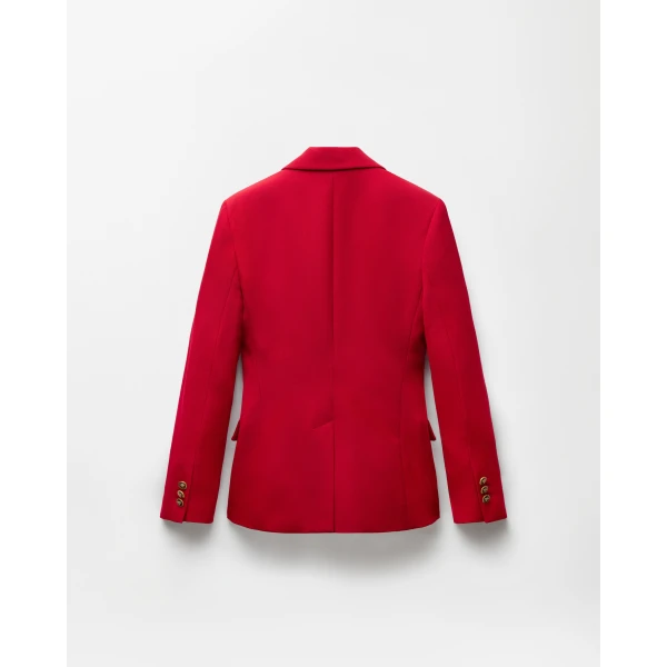 Versace Wool Grain De Poudre Blazer in Burgundy, view 3 | Blazers