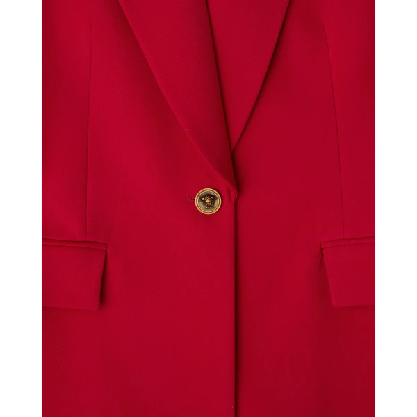 Versace Wool Grain De Poudre Blazer in Burgundy, view 4 | Blazers