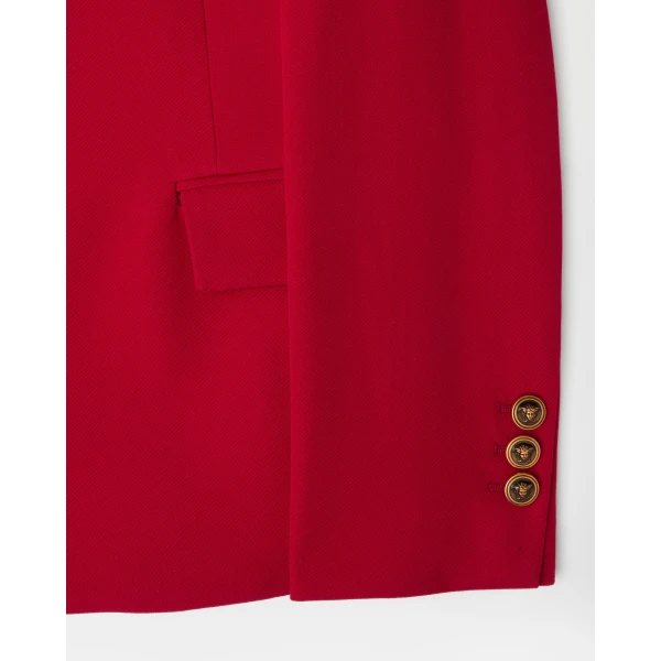 Versace Wool Grain De Poudre Blazer in Burgundy, view 5 | Blazers