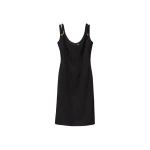 Versace Wool Grain De Poudre Midi Dress in Black | Midi Dresses | Coveti