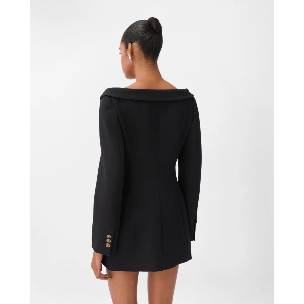 Versace Wool Grain De Poudre Mini Dress in Black, view 3 | Mini Dresses