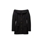 Versace Wool Grain De Poudre Mini Dress in Black | Mini Dresses | Coveti