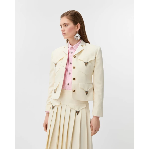 Versace Wool Jacket in White, view 2 | Jackets