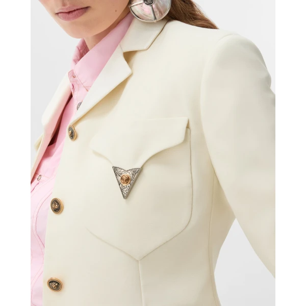 Versace Wool Jacket in White, view 4 | Jackets