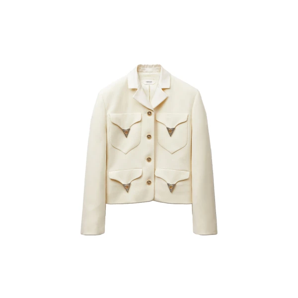 Versace Wool Jacket in White | Jackets | Coveti