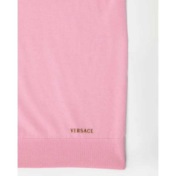 Versace Wool Knit T-Shirt in Pink, view 4 | Sweaters