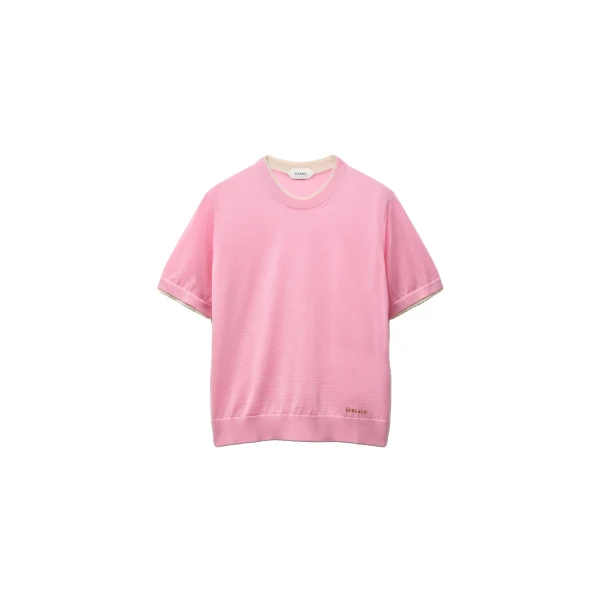 Versace Wool Knit T-Shirt in Pink | Sweaters | Coveti