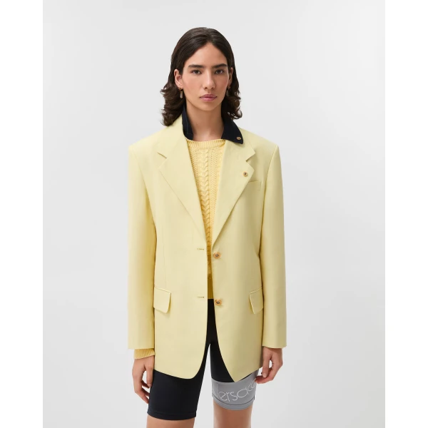 Versace Wool-Linen Blazer in Yellow, view 2 | Blazers
