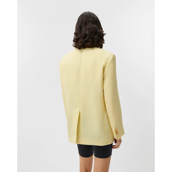 Versace Wool-Linen Blazer in Yellow, view 3 | Blazers