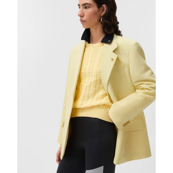 Versace Wool-Linen Blazer in Yellow, view 4 | Blazers