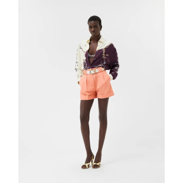 Versace Wool-Linen Shorts in Pink, view 2 | Shorts
