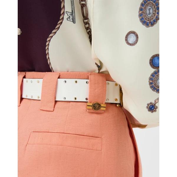 Versace Wool-Linen Shorts in Pink, view 5 | Shorts