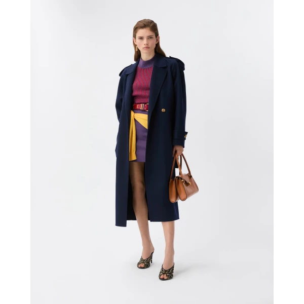 Versace Wool Micro Cable-Knit Mini Dress in Purple, view 5 | Mini Dresses