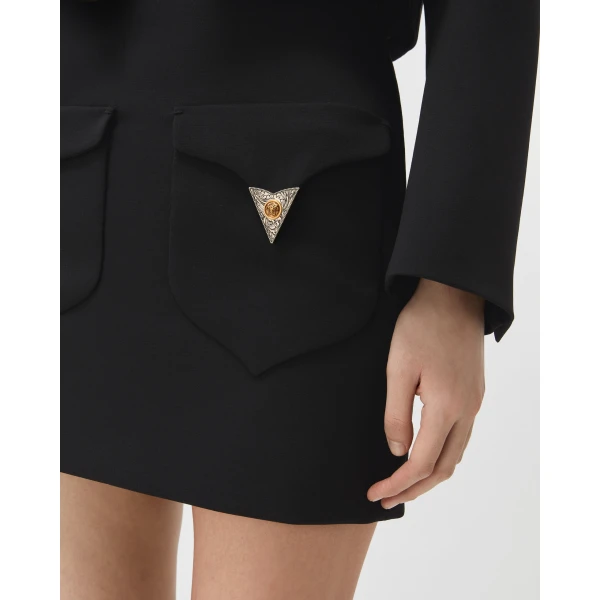 Versace Wool Mini Skirt in Black, view 5 | Mini Skirts