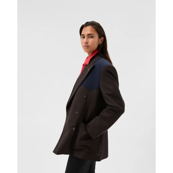 Versace Wool-Mohair Blazer in Blue and Brown, view 4 | Blazers