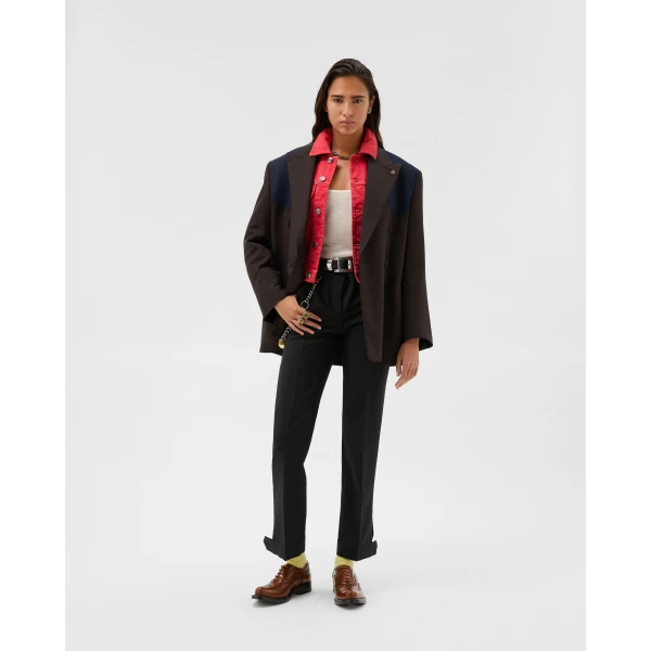 Versace Wool-Mohair Blazer in Blue and Brown, view 6 | Blazers
