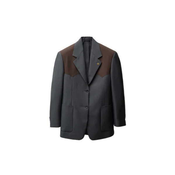 Versace Wool-Mohair Blazer in Grey and Brown | Blazers | Coveti