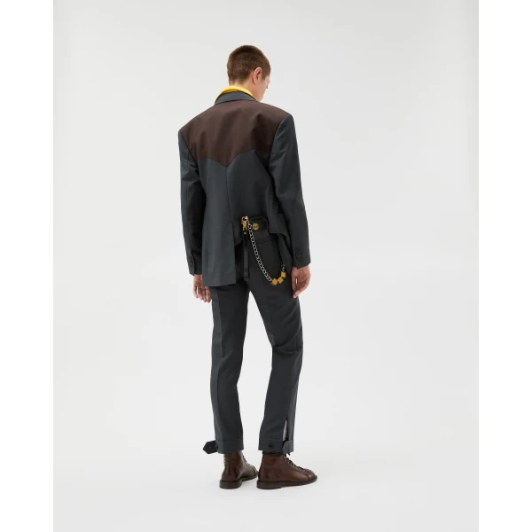 Versace Wool-Mohair Formal Pants in Grey, view 3 | Tailored pants