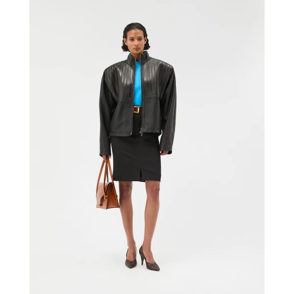 Versace Wool Pencil Skirt in Black, view 5 | Pencil Skirts