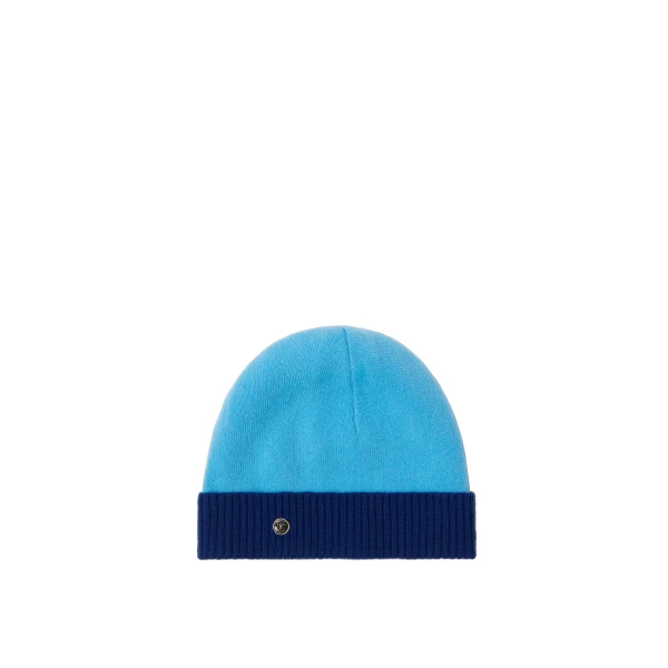 Versace Wool and Cashmere Knit Beanie in Blue | Hats | Coveti