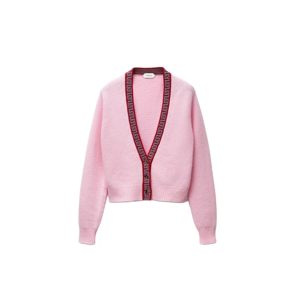 Wool and Cashmere Knit Cardigan in Light Pink