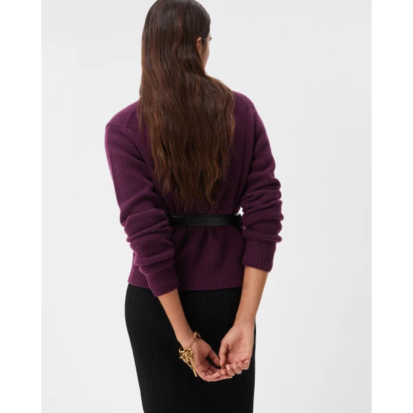 Versace Wool and Cashmere Knit Cardigan in Purple, view 3 | Cardigan
