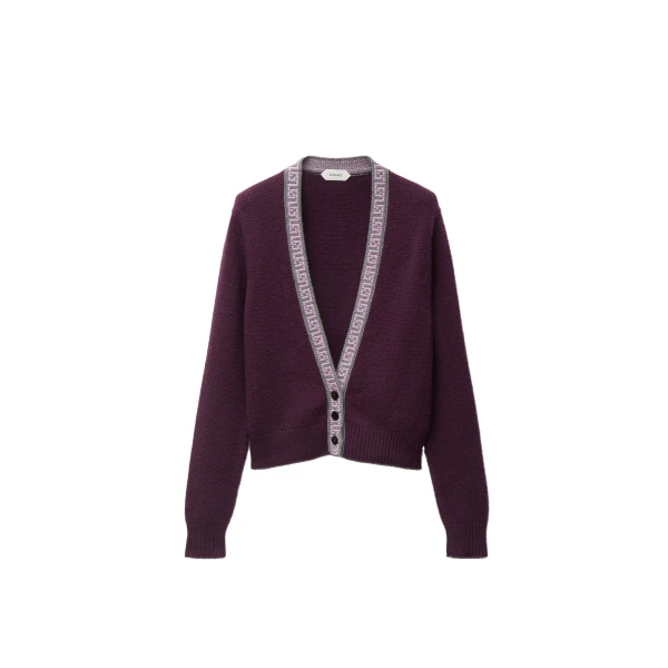 Wool and Cashmere Knit Cardigan in Purple