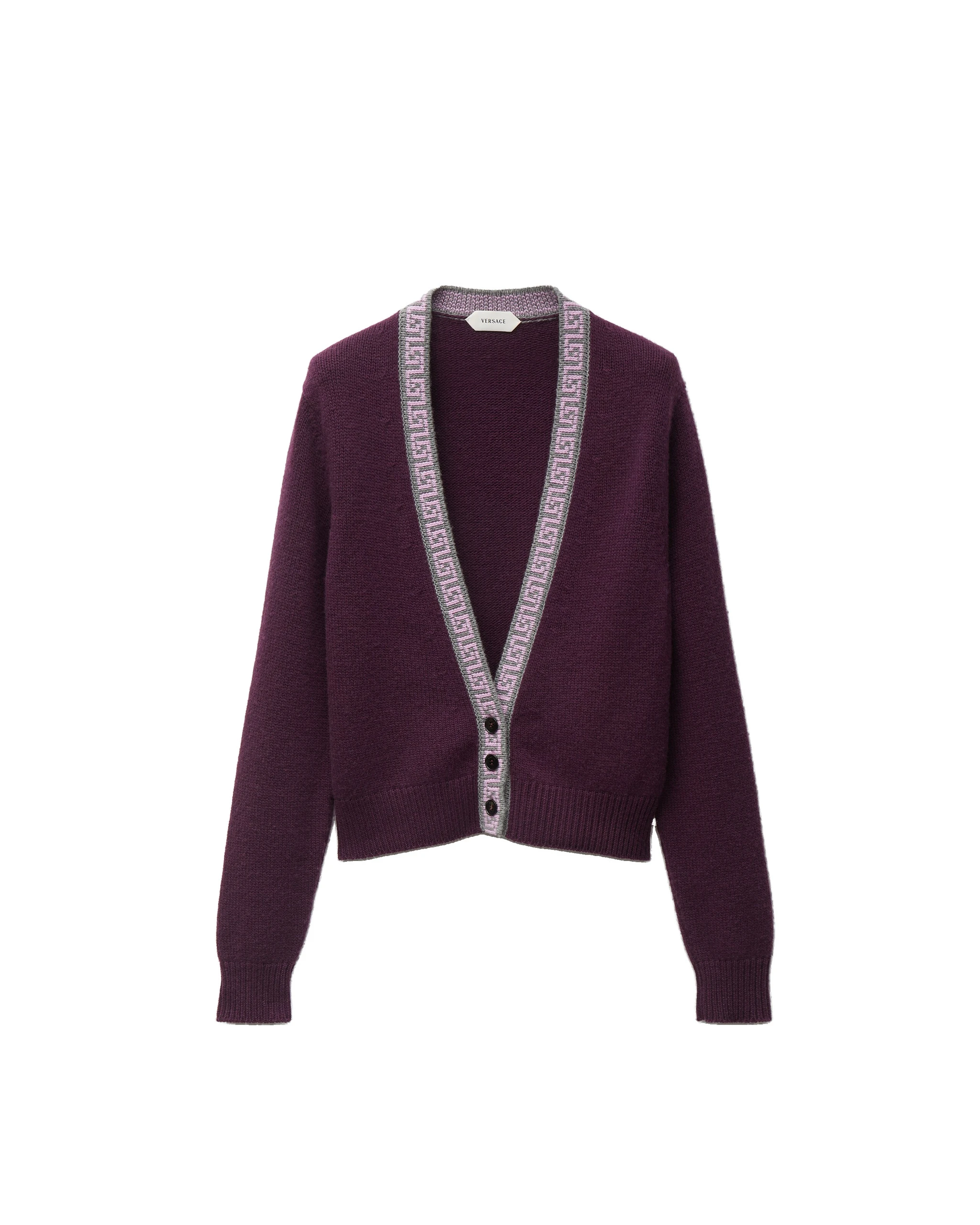 Versace Wool and Cashmere Knit Cardigan in Purple Versace Wool and Cashmere Knit Cardigan in Purple | Cardigan | Coveti