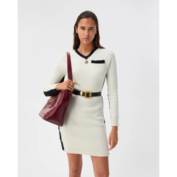 Versace Wool and Cashmere Knit Mini Dress in White, view 2 | Mini Dresses