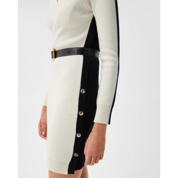 Versace Wool and Cashmere Knit Mini Dress in White, view 5 | Mini Dresses