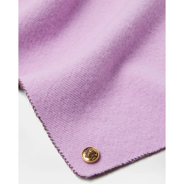 Versace Wool and Cashmere Knit Scarf in Lilac, view 2 | Scarves