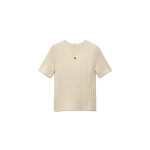 Versace Wool and Cashmere Ribbed Knit Top in White | Tops | Coveti