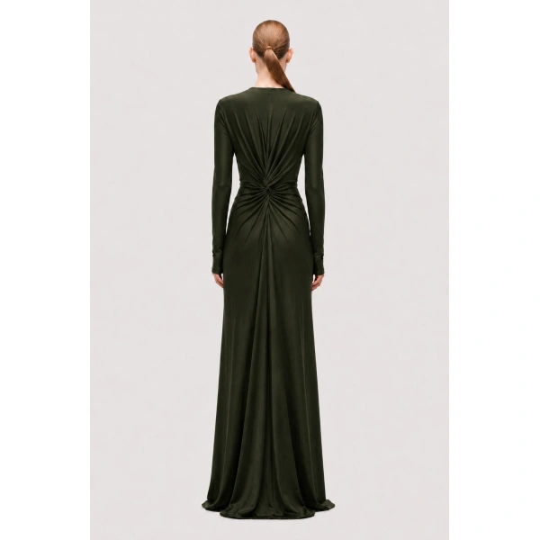 Victoria Beckham Aida Gown in Dark Green | Evening Gowns | Coveti, view 3