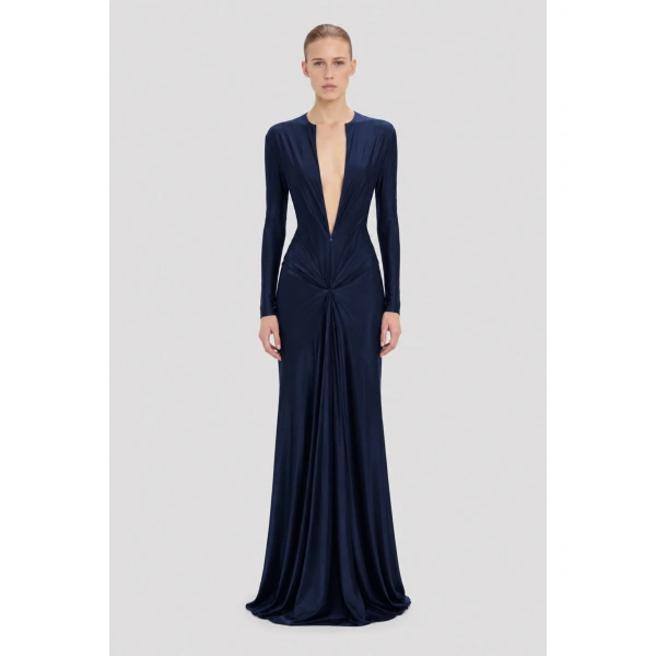 Victoria Beckham Aida Gown in Navy | Evening Gowns | Coveti, view 2