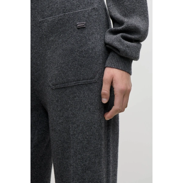 Victoria Beckham Alina Knitted Trouser in Dark Grey Marl | Pants | Coveti, view 4