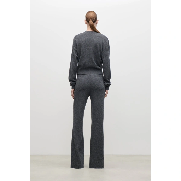Victoria Beckham Alina Knitted Trouser in Dark Grey Marl | Pants | Coveti, view 5