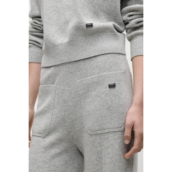 Victoria Beckham Alina Knitted Trouser in Light Grey Marl | Pants | Coveti, view 4