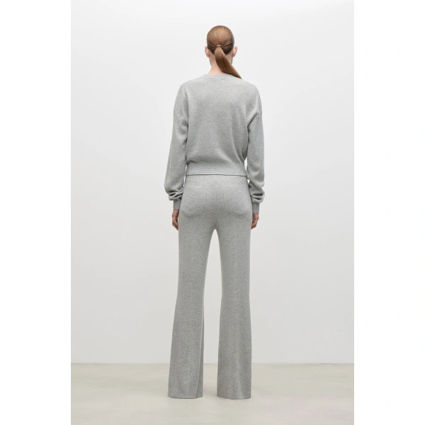 Victoria Beckham Alina Knitted Trouser in Light Grey Marl | Pants | Coveti, view 5