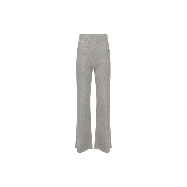 Alina Knitted Trouser in Light Grey Marl