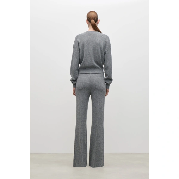 Victoria Beckham Alina Knitted Trouser in Mid Grey Marl | Pants | Coveti, view 5