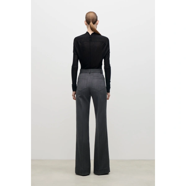 Victoria Beckham Alina Trouser in Ash Melange | Wide-Leg Pants | Coveti, view 4