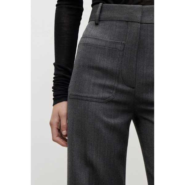 Victoria Beckham Alina Trouser in Ash Melange | Wide-Leg Pants | Coveti, view 5