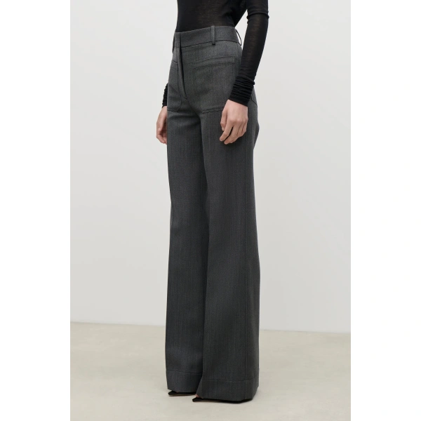 Victoria Beckham Alina Trouser in Ash Melange | Wide-Leg Pants | Coveti, view 6