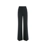 Victoria Beckham Alina Trouser in Dark Grey Melange | Wide-Leg Pants | Coveti